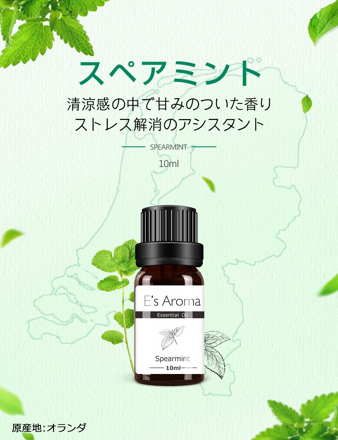 (ピュア ハウス)E's Aroma アロマオイルセット 100%純正 5本セット10ml レモン ラベンダー ペパーミント スペアミント ティーツリー